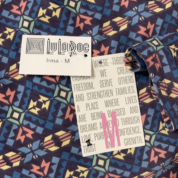 LuLaRoe New Blue Geometric Irma Medium NWT - Picture 5 of 9